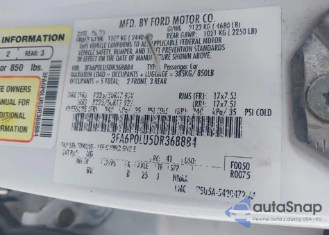 2013 Ford Fusion Hybrid Se from USA, damaged, VIN 3FA6P0LU5DR368884